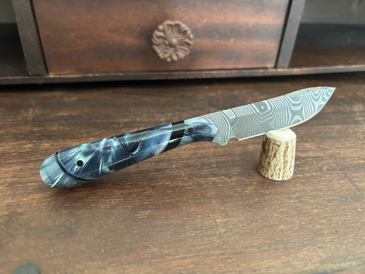 Custom Damascus Crosscut Woolly Mammoth Ivory