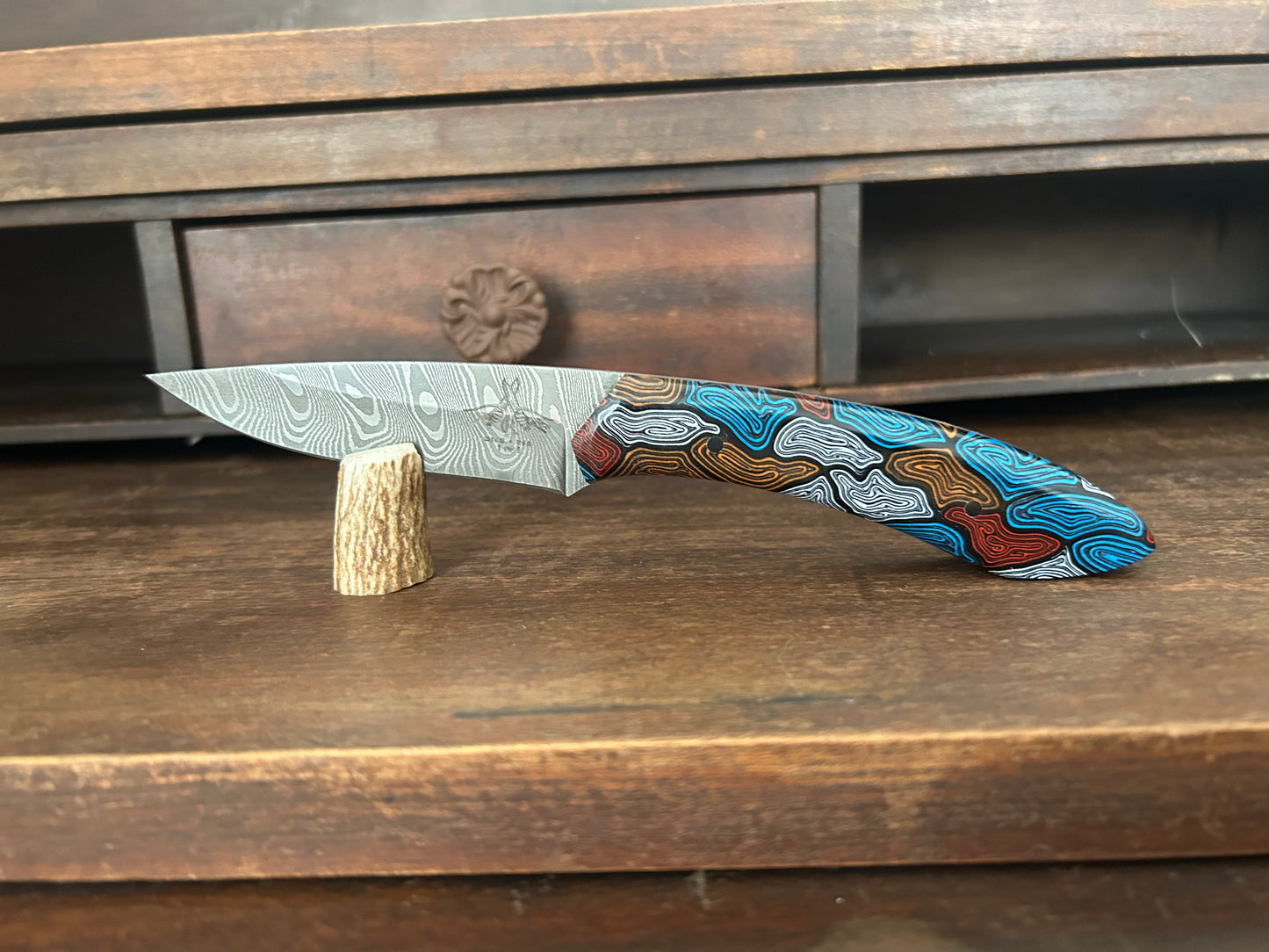 Custom Damascus Topo Handle