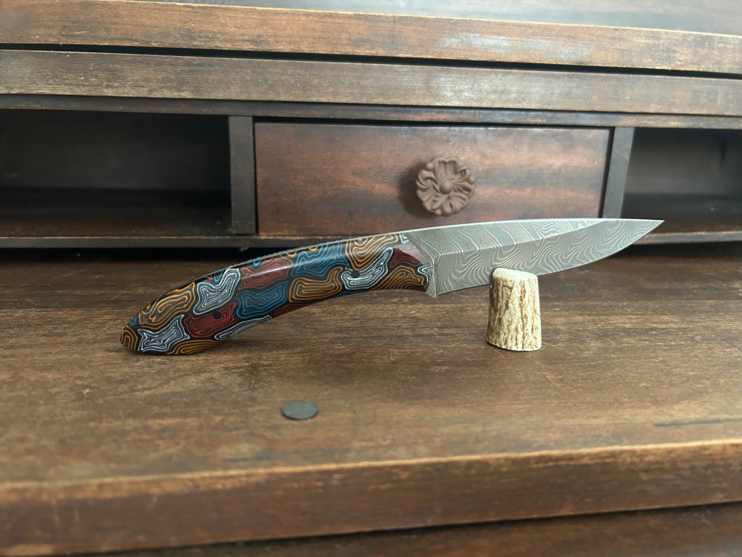 Custom Damascus Topo Handle