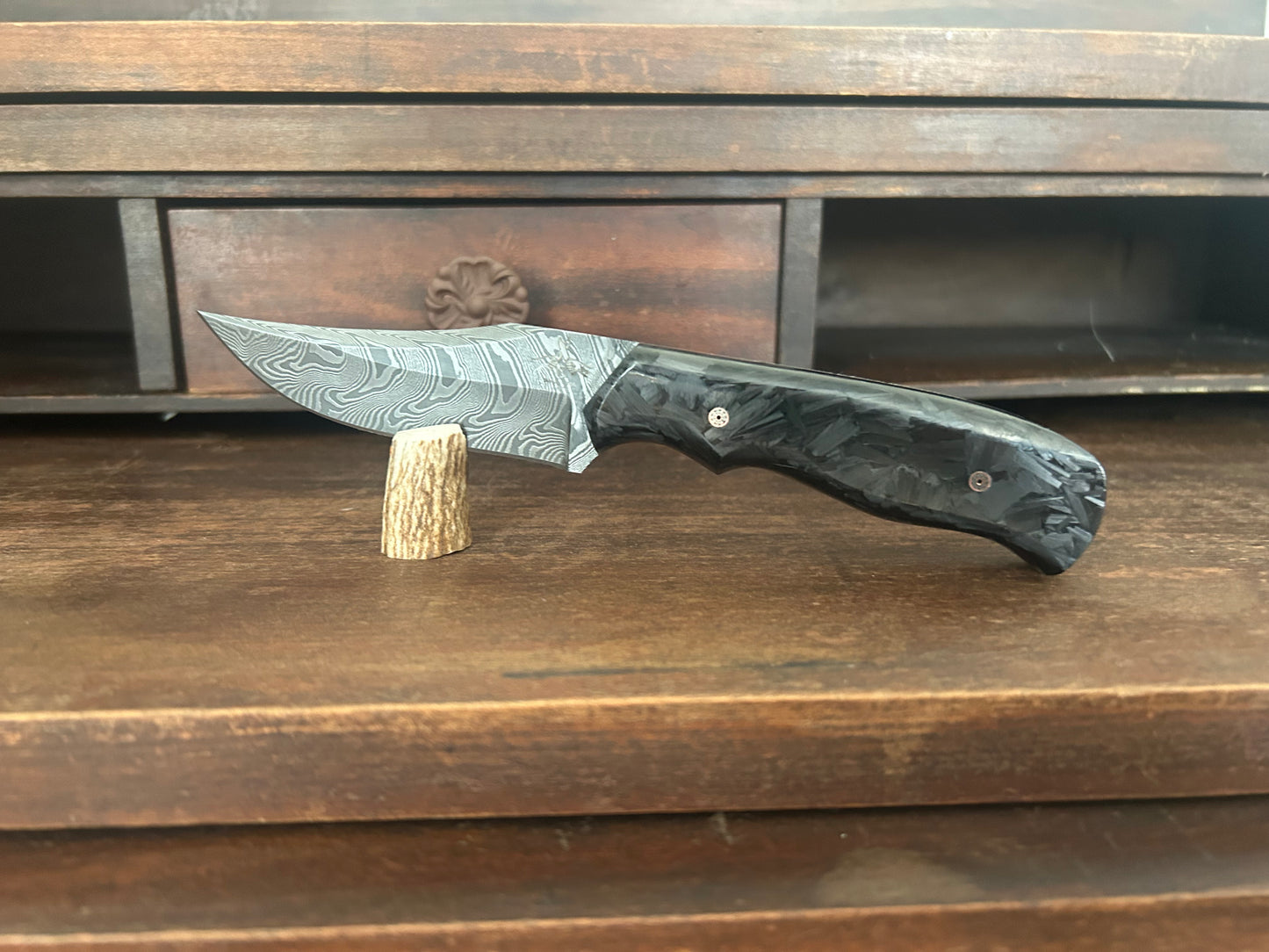 Custom Damascus Glow in the Dark Carbon Fiber