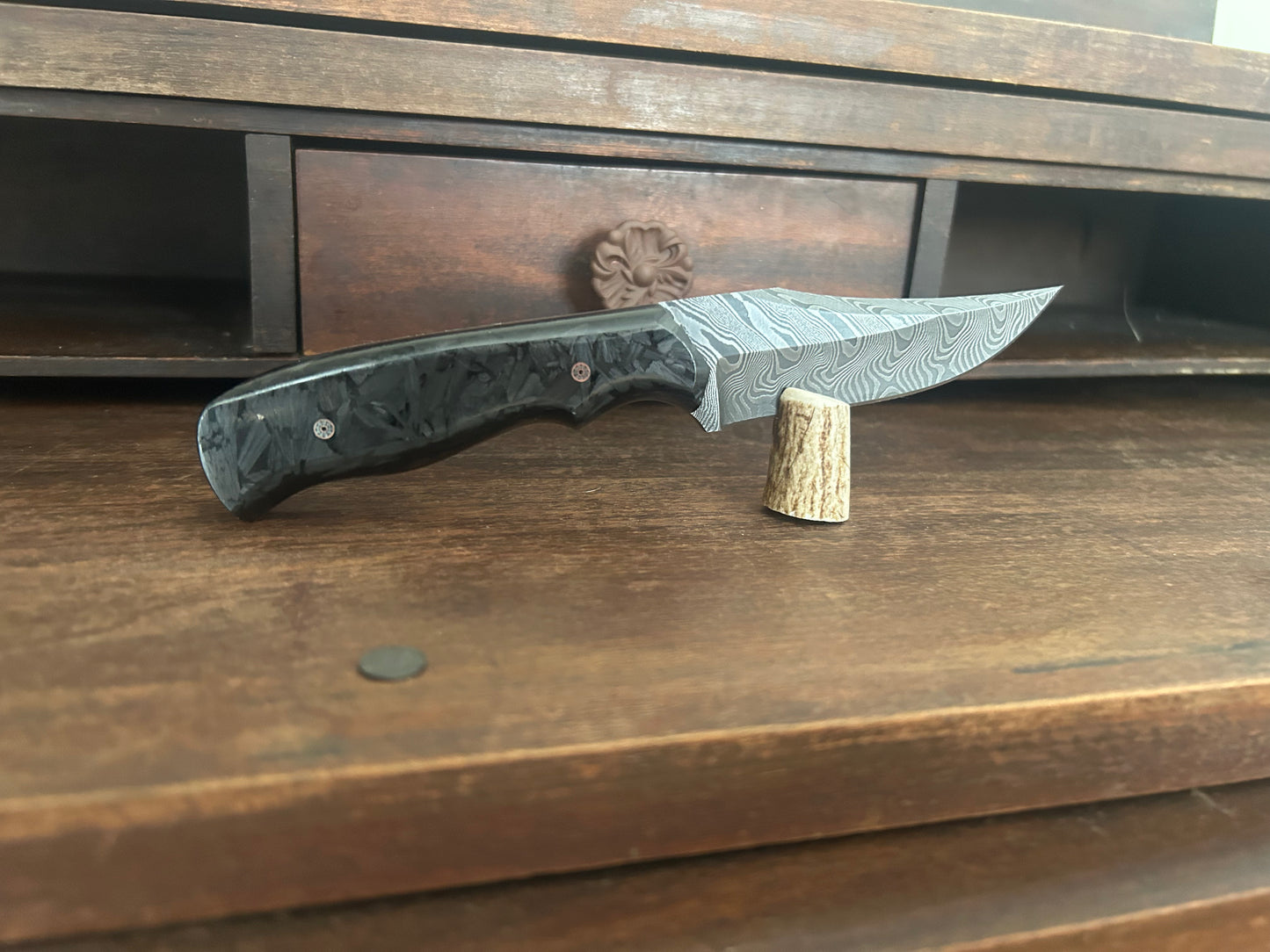 Custom Damascus Glow in the Dark Carbon Fiber