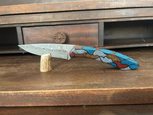 Custom Damascus Topo Handle
